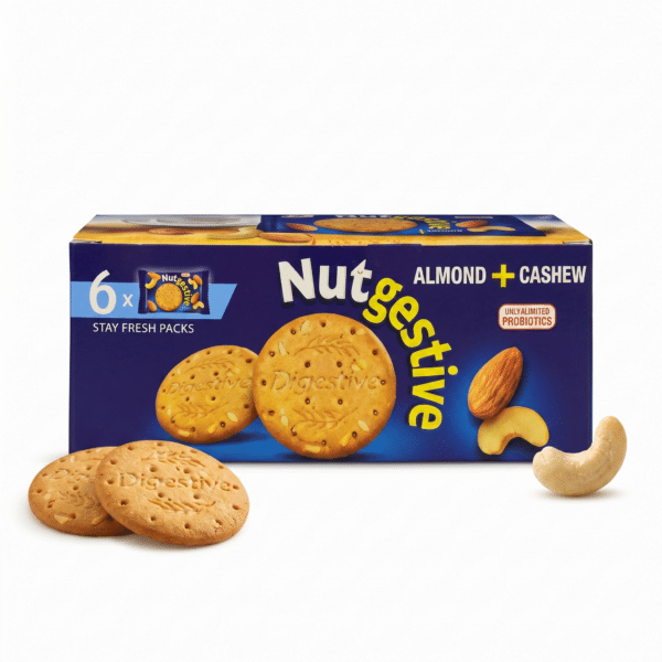 Nutgestive Almond Cashew Biscuits 6 Stay Fresh Packs Digestive Probiotics