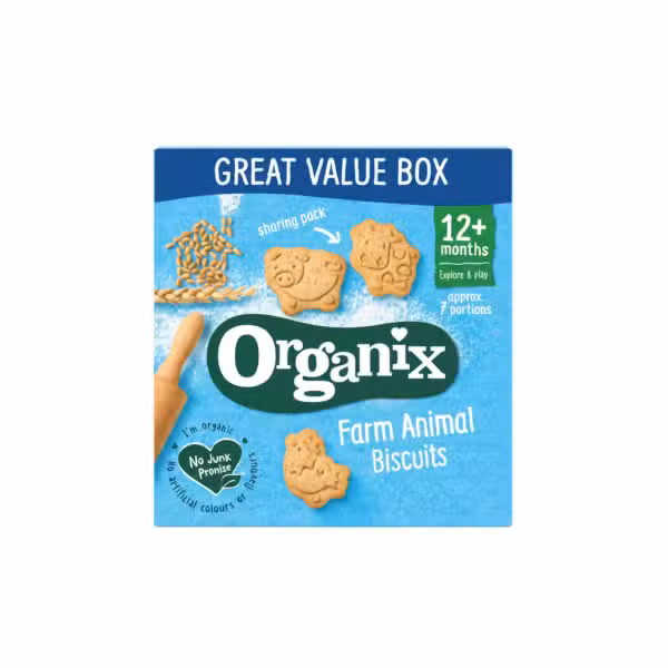 Organix Farm Animal Biscuits 100g 12+ Months Great Value Box