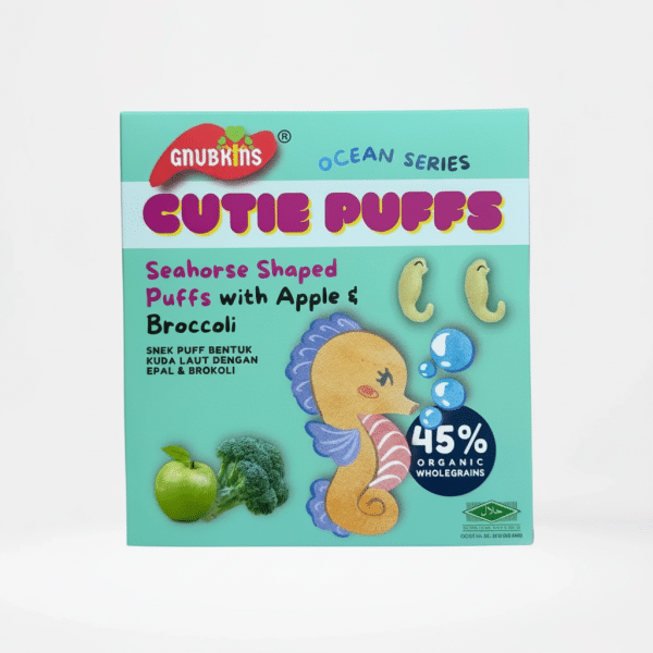 Gnubkins Cutie Puffs Seahorse Shaped Puffs with Apple Broccoli 32g