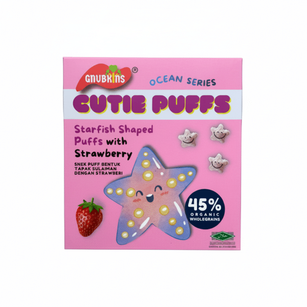 Gnubkins Cutie Puffs Strawberry Starfish Puffs 32g Organic Wholegrains
