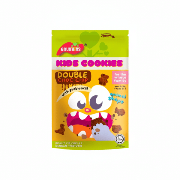 Gnubkins Kids Cookies Double Choc Chip with Prebiotics Animal Shape 40g