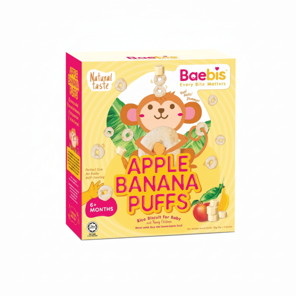 Baebis Apple Banana Puffs Rice Biscuit for Baby and Young Children 6+ Months