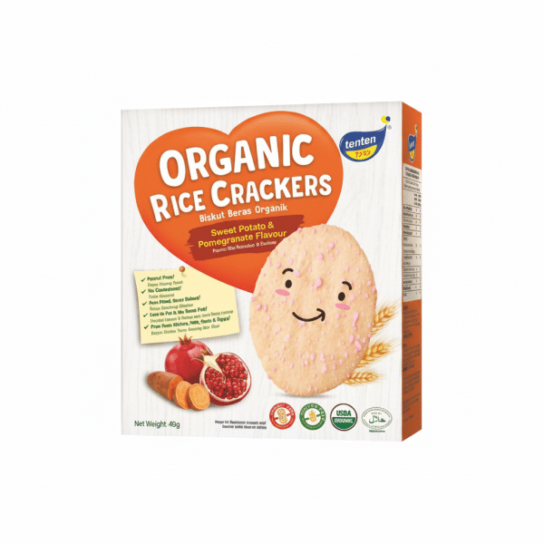 Tenten Organic Rice Crackers Sweet Potato Pomegranate Flavor 40gm
