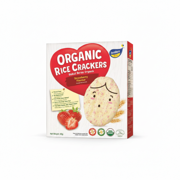 Tenten Organic Rice Crackers Strawberry Flavor 40gm