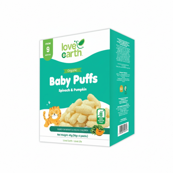 Love Earth Organic Baby Puffs Spinach Pumpkin 40g Gluten Free
