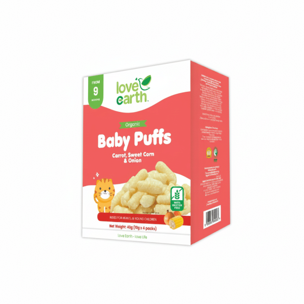 Love Earth Organic Baby Puffs Carrot Sweet Corn Onion 40gm