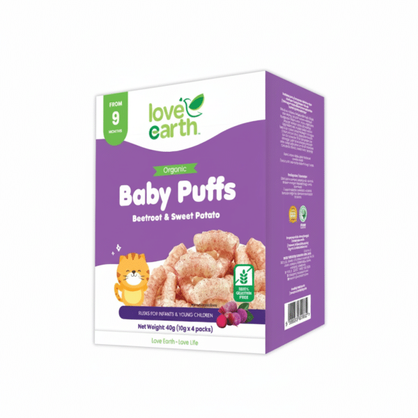 Love Earth Organic Baby Puffs Beetroot Sweet Potato 40gm Gluten Free