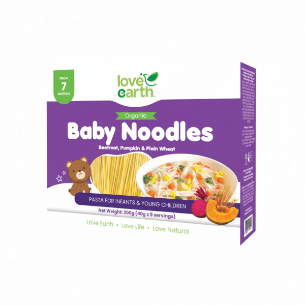 Love Earth Baby Noodles Beetroot Pumpkin Plain Wheat Organic 200gm