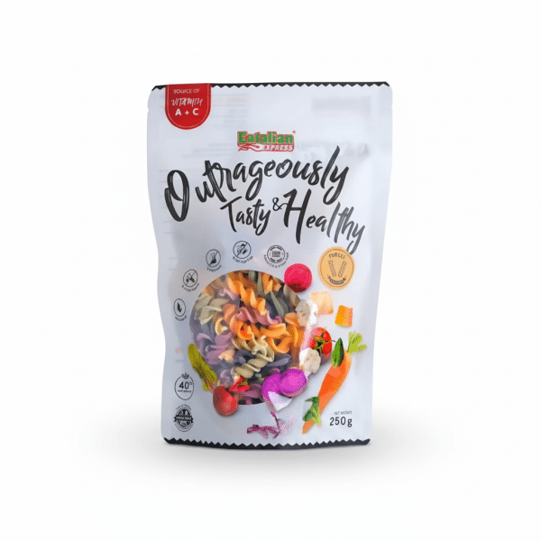 Eatalian Express Fusilli Pasta 250g Source of Vitamin A+C Outrageously Tasty Healthy