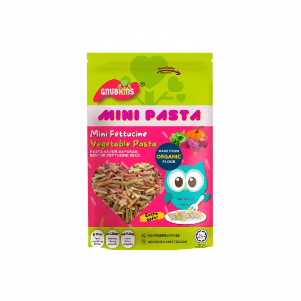 Gnubkins Mini Pasta Vegetable Pasta Mini Fetuccine Organic Flour Resealable Pouch