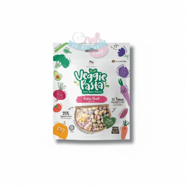 Double Happiness Veggie Pasta Baby Shell 100g 35% Vegetable Puree
