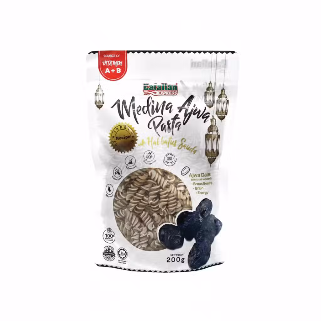 Eatalian Express Medina Ajwa Pasta Fusilli 200gm Source of Vitamin A+B Halba Sauda