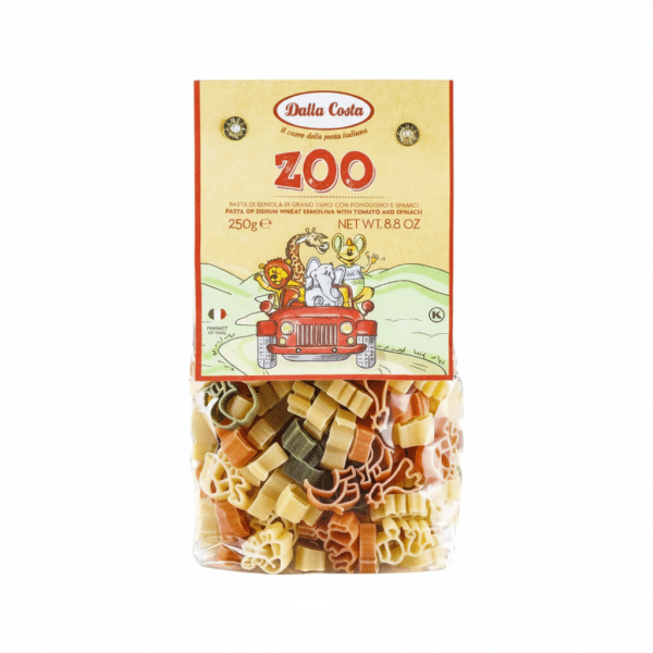 Dalla Costa Zoo Pasta 250gm Pasta of Durum Wheat Semolina with Tomato and Spinach