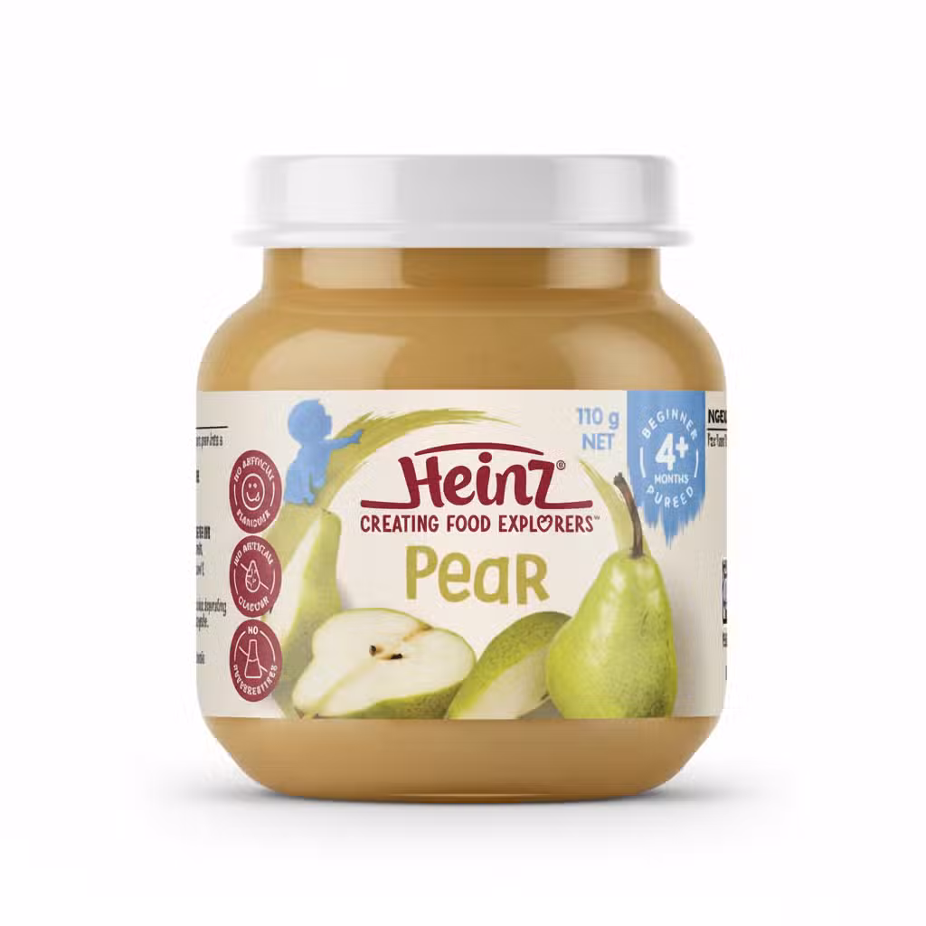Heinz Pear 110gm Baby Food Puree Beginner 4+ Months