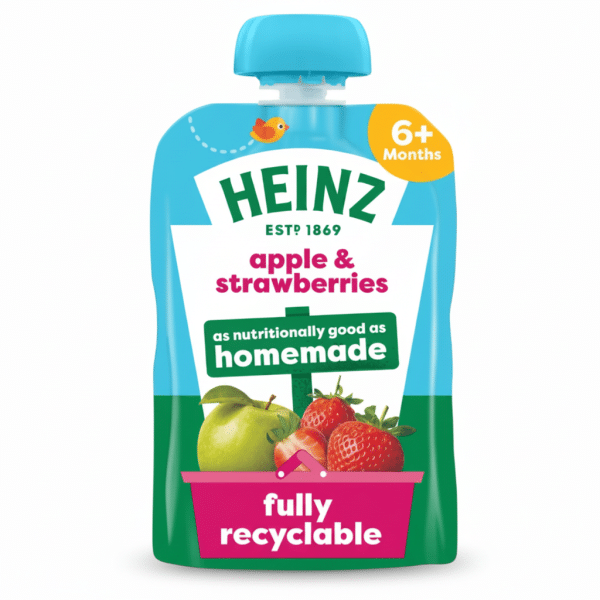 Heinz Apple & Strawberries Puree 100gm 6+ Months Fully Recyclable
