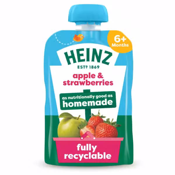 Heinz Apple & Strawberries Puree 100gm 6+ Months Fully Recyclable