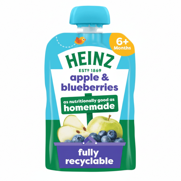 Heinz Apple & Blueberries Puree 100gm 6+ Months Fully Recyclable