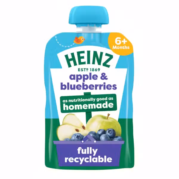 Heinz Apple & Blueberries Puree 100gm 6+ Months Fully Recyclable