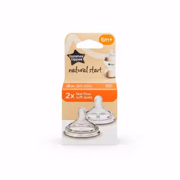 Tommee Tippee Natural Start Fast Flow Soft Teats 6m+ 2 Pack