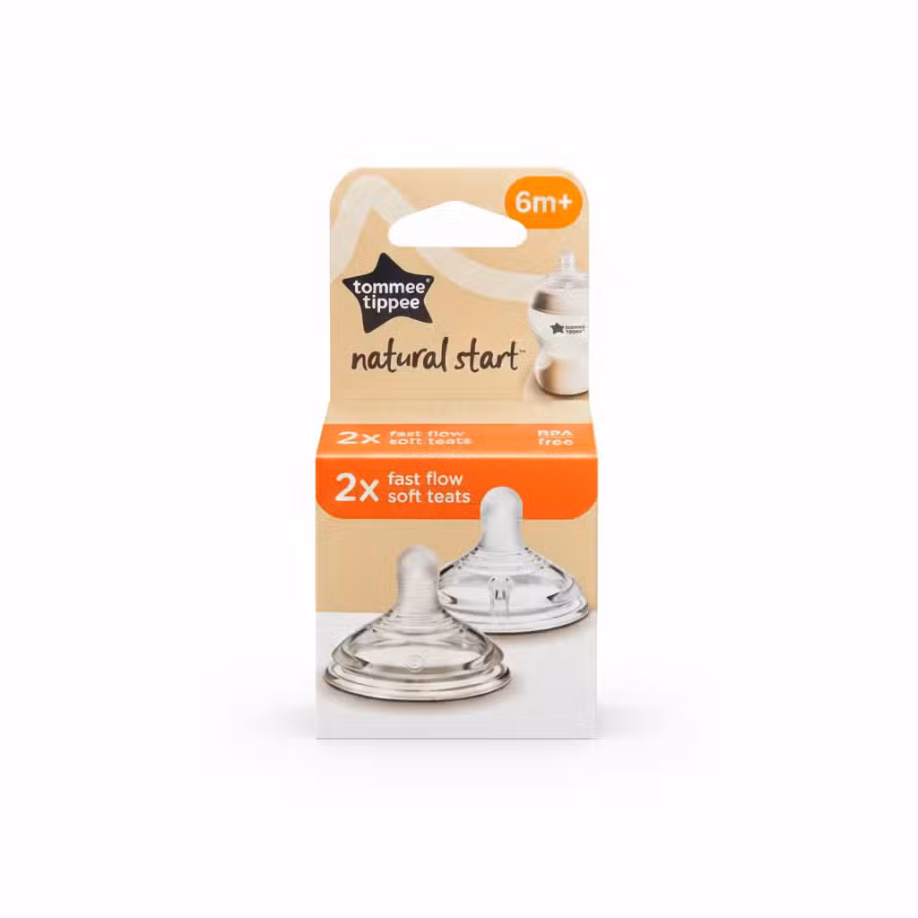 Tommee Tippee Natural Start Fast Flow Soft Teats 6m+ 2 Pack