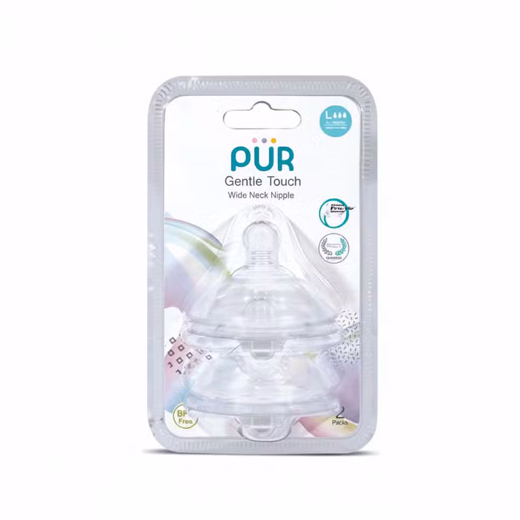 PUR Gentle Touch Wide Neck Nipple Fast Flow 2 Packs BPA Free