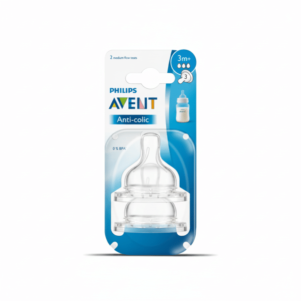 Philips Avent Anti-Colic Medium Flow Teats 3m+ 2 Teats BPA Free