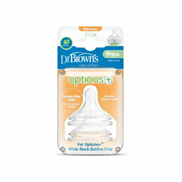 Dr Browns Options+ Wide-Neck Y-Cut Teats 9 Months Plus Silicone BPA Free