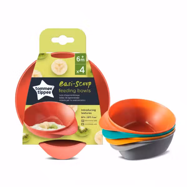 Tommee Tippee Easi-Scoop Feeding Bowls 4 Piece BPA Free Microwave Safe