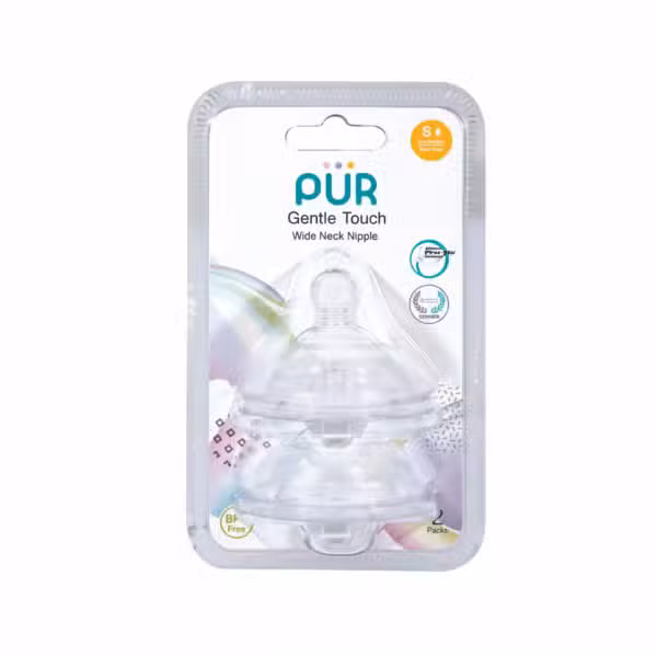 PUR Gentle Touch Wide Neck Nipple Slow Flow 2 Packs BPA Free
