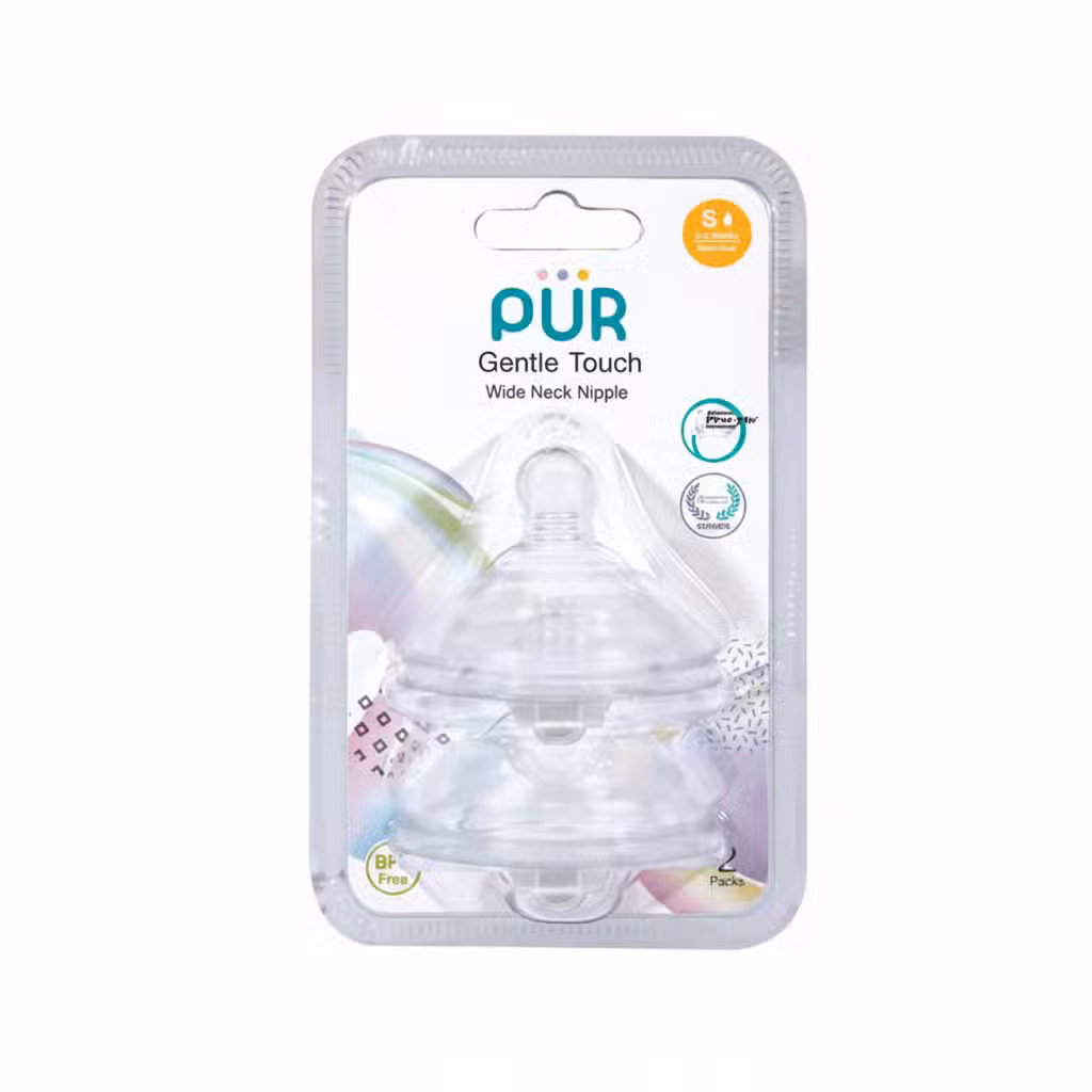 PUR Gentle Touch Wide Neck Nipple Slow Flow 2 Packs BPA Free