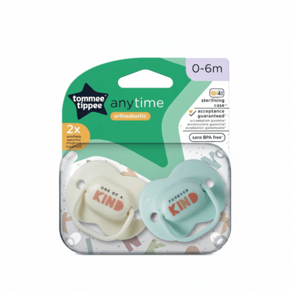 Tommee Tippee Anytime Orthodontic Soother 0-6m 2x Soothers Sterilising Case BPA Free
