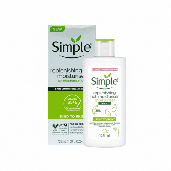 Simple Replenishing Rich Moisturiser 125ml Vitamin B5+E Niacinamide Kind to Skin