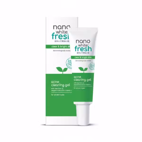 Nano White Fresh Acne Clearing Gel 30ml clear & bright skin dermatologically tested