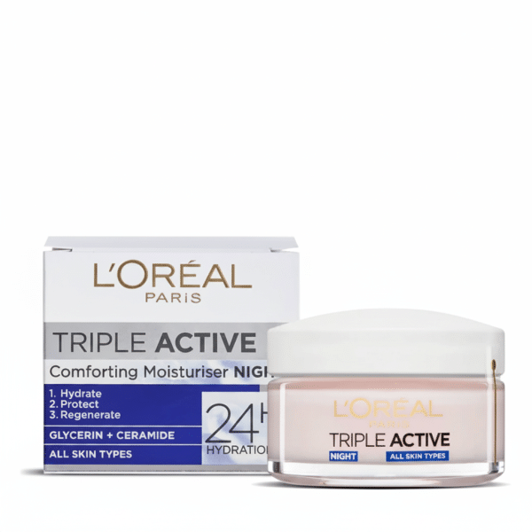 Loreal Paris Triple Active Comforting Moisturiser Night 24H Hydration Glycerin Ceramide All Skin Types
