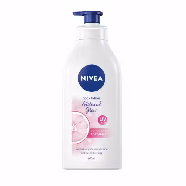 Nivea Natural Glow Body Lotion 625ml UV Filter Even Tone Complex Vitamin C