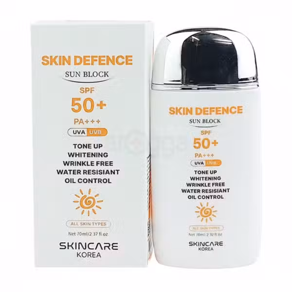 Skincare Skin Defence Sun Block SPF 50+ PA+++ UVA UVB Tone Up Whitening Wrinkle Free Water Resistant Oil Control All Skin Typ