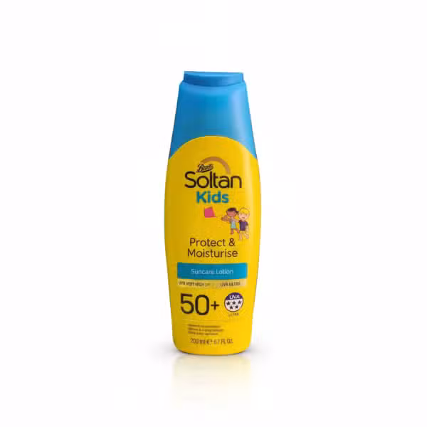 Boots Soltan Kids Protect & Moisturise Suncare Lotion 50+ UVA Ultra 200ml
