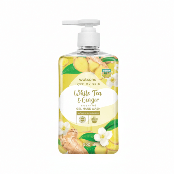 Watsons Love My Skin White Tea & Ginger Scented Gel Hand Wash 500ml Softening Moisturising
