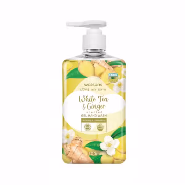 Watsons Love My Skin White Tea & Ginger Scented Gel Hand Wash 500ml Softening Moisturising