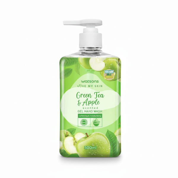 Watsons Green Tea & Apple Scented Gel Hand Wash 500ml Softening Moisturising