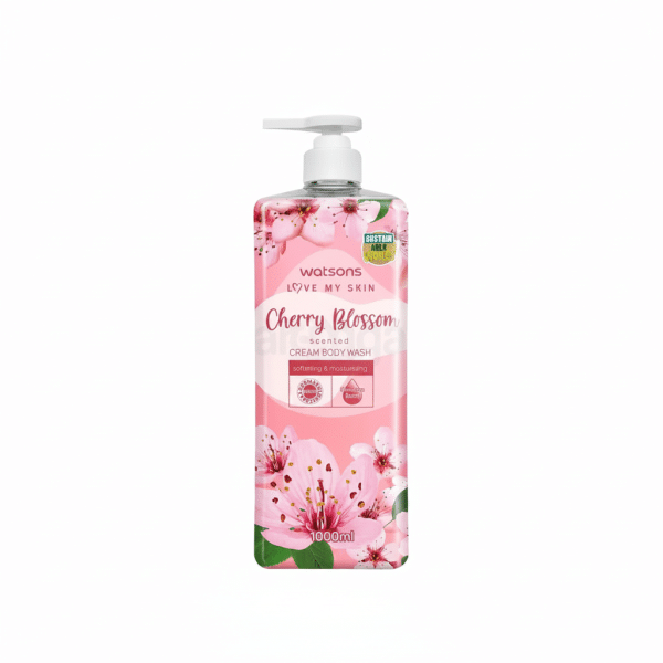 Watsons Cherry Blossom Scented Cream Body Wash 1000ml Softening Moisturising