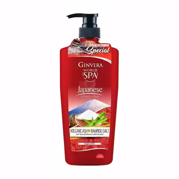 Ginvera World SPA Japanese Volcanic Ash Bamboo Salt Shower Scrub 750ml