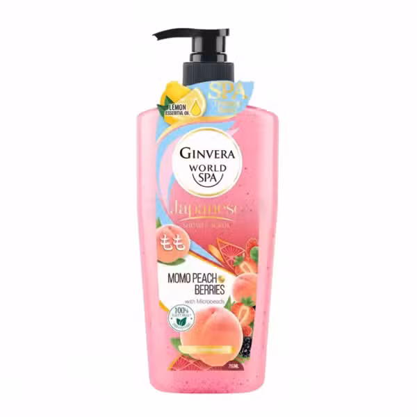 Ginvera World SPA Japanese Momo Peach Berries Shower Scrub 750ml