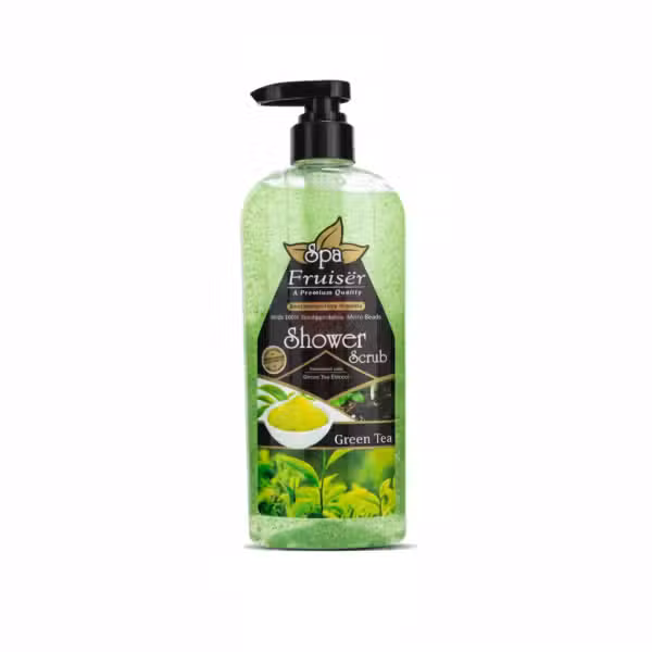 Spa Fruiser Green Tea Shower Scrub 730ml Biodegradable Micro Beads