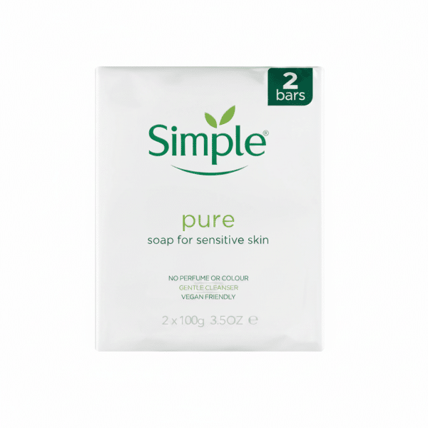 Simple Pure Soap For Sensitive Skin 2 Bars 200gm No Perfume Or Colour Vegan Friendly