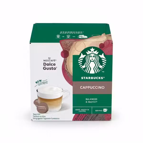 Starbucks Cappuccino by Nescafé Dolce Gusto 100% Arabica Coffee Balanced Frothy 6 Servings