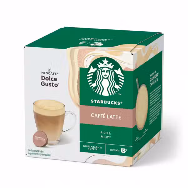 Starbucks Caffe Latte Rich Milky 100% Arabica Coffee Dolce Gusto 12 Servings