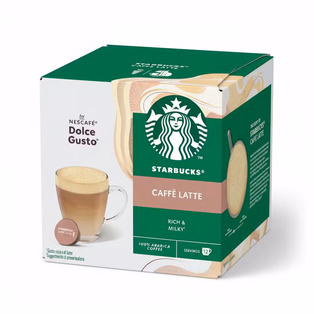 Starbucks Caffe Latte Rich Milky 100% Arabica Coffee Dolce Gusto 12 Servings
