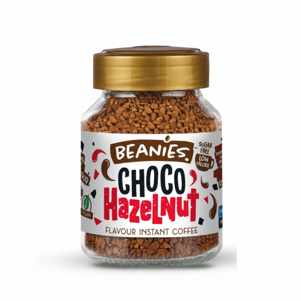 Beanies Choco Hazelnut Flavour Instant Coffee 50gm Sugar Free Low Calorie Vegan
