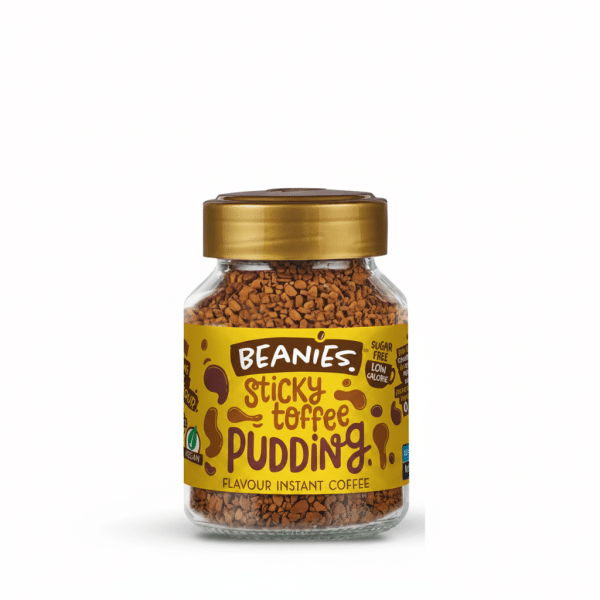 Beanies Sticky Toffee Pudding Flavor Instant Coffee 50gm Sugar Free Low Calorie